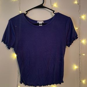 Blue ruffled crop top